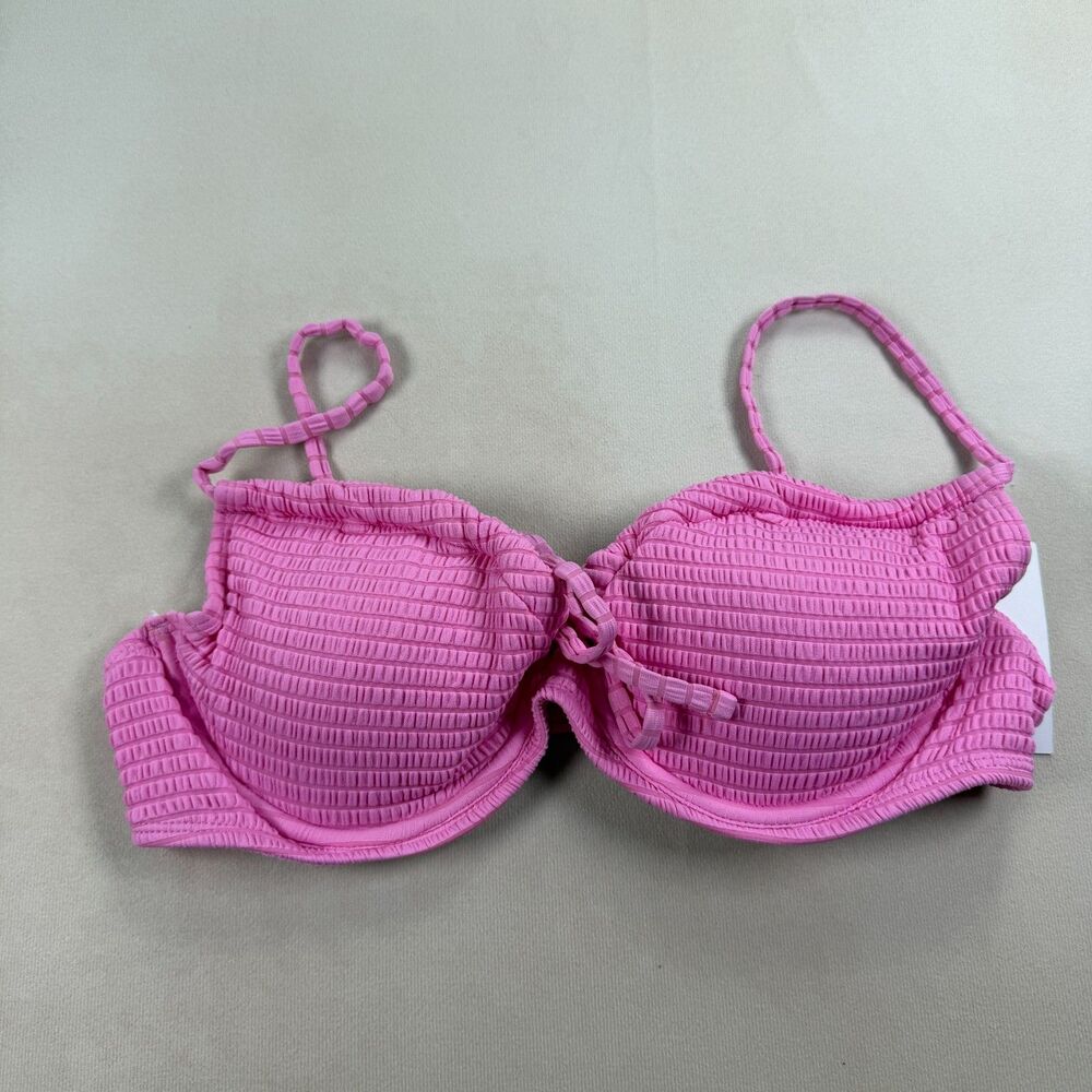 SO Juniors L 11-13 Pink Textured Underwire Bikini Swim Top Adjustable NWT